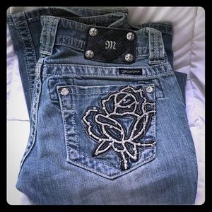 Miss Me jeans with Roses on pockets